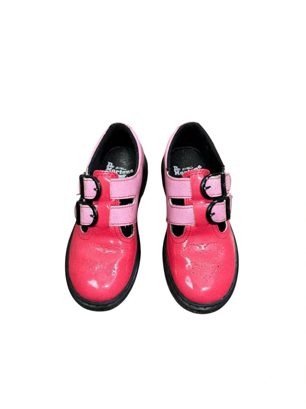 Dr. Martens 8065 Gradient Glitter Mary Jane Shoes in pink Double Buckle